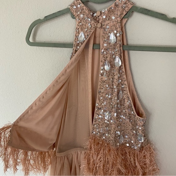 ASOS Pink Balletcore Sequin and Faux Feather Trim Midi Dress w Tulle Skirt US 0 - Picture 5 of 16